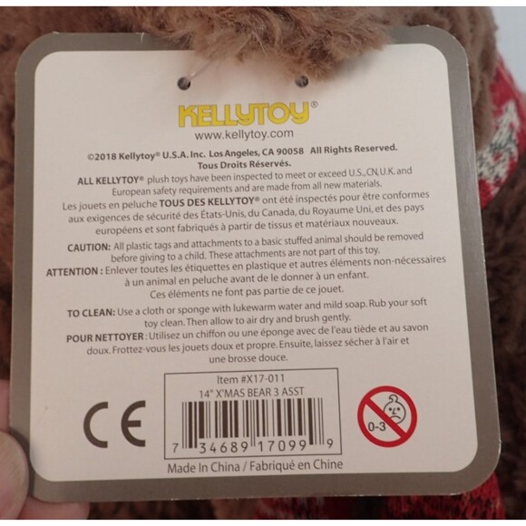 Kelly Toy  14" Seated Christmas Bear with Hat and Scarf from 2018 with Tag - Picture 8 of 10